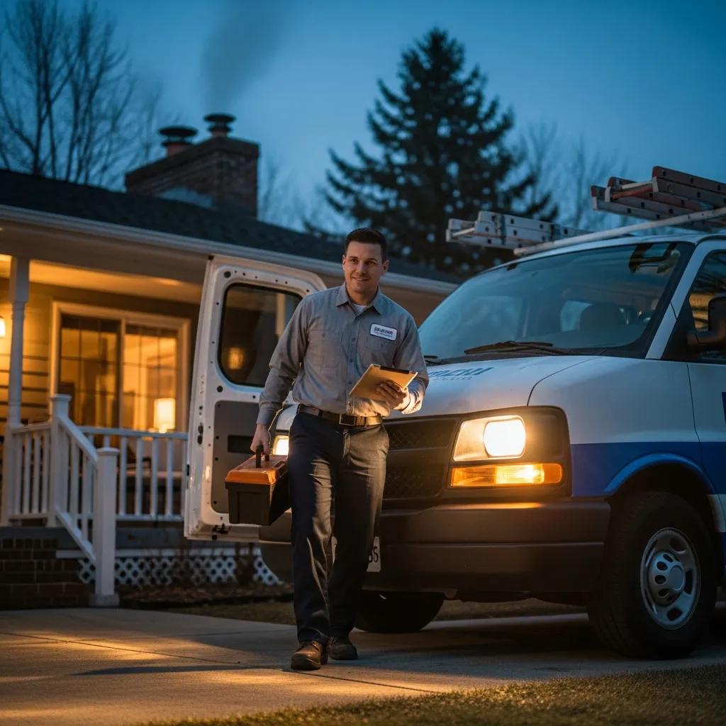 24/7 Emergency Furnace Repair for No Heat Situations 2 Johnny On The Spot technician arriving for an emergency furnace call